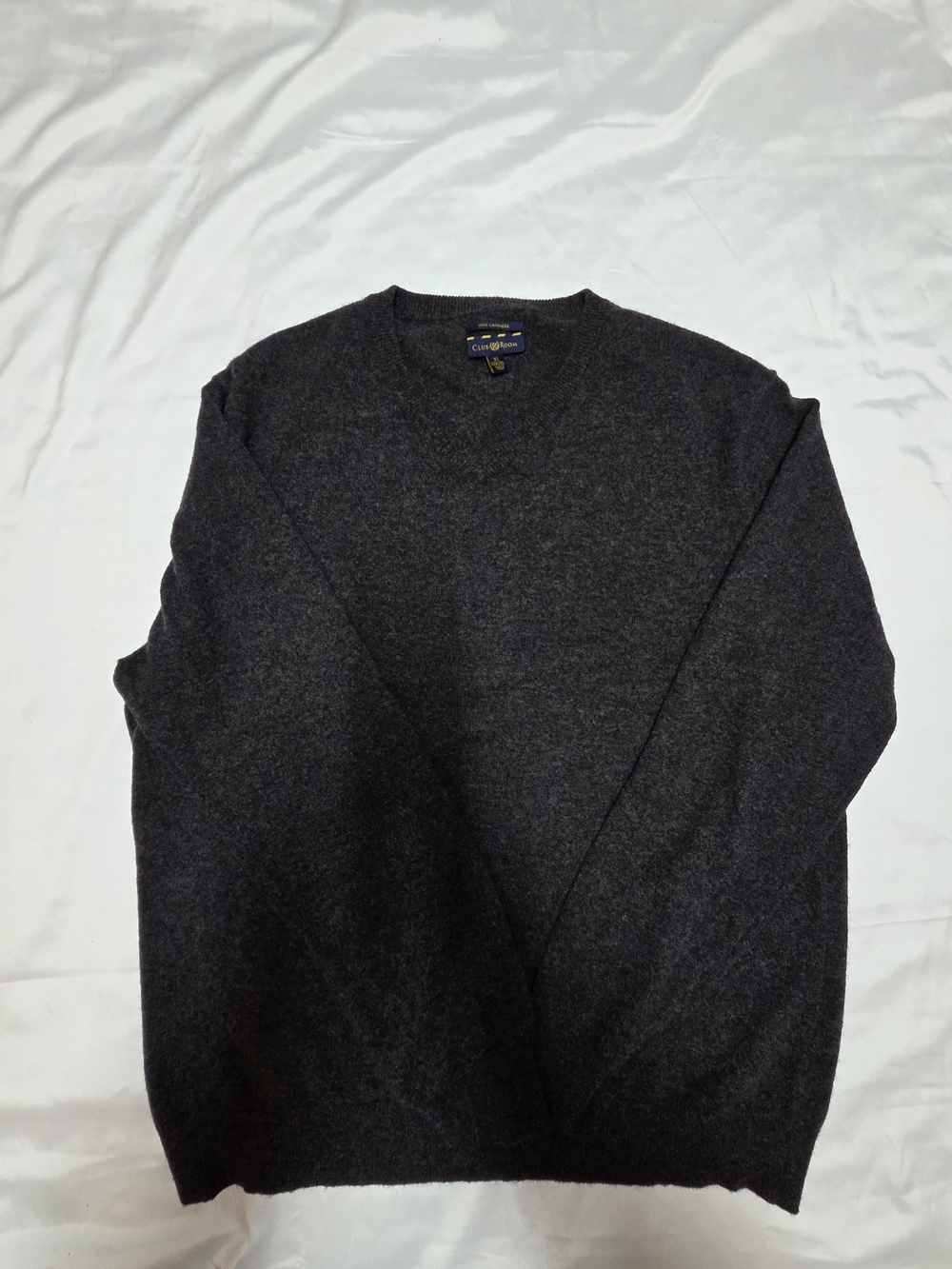 Club Room Dark Charcoal 100% Cashmere Crewneck Sweater - Men's